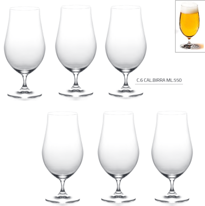 Krosno Degustazione Connaisseur Set Bicchieri Calici Birra Vetro | 2x  Calice 420 ML | 2x Pokal 500 ML | 2x Craft 500 ML | Collezione Brewery |  Ideale