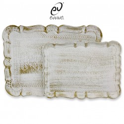 Vassoio in legno lavorato intarsiato e dorato shabby chic EVVIVA COMPANY